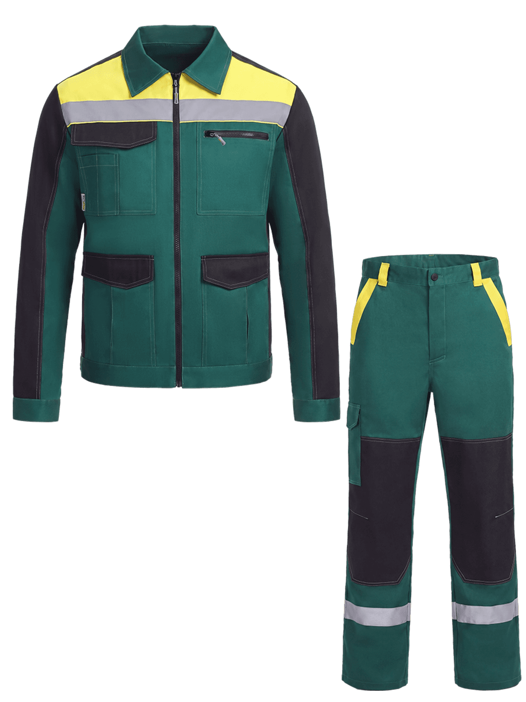 Костюм ProfLineBase-1 (тк.Твил,210) брюки, зеленый/черный/желтый