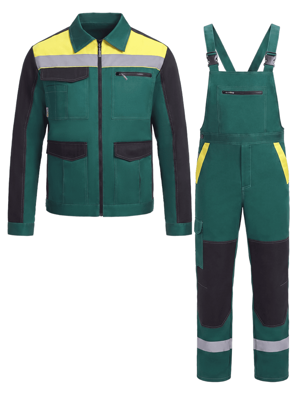 Костюм ProfLineBase-2 (тк.Твил,210) п/к, зеленый/черный/желтый