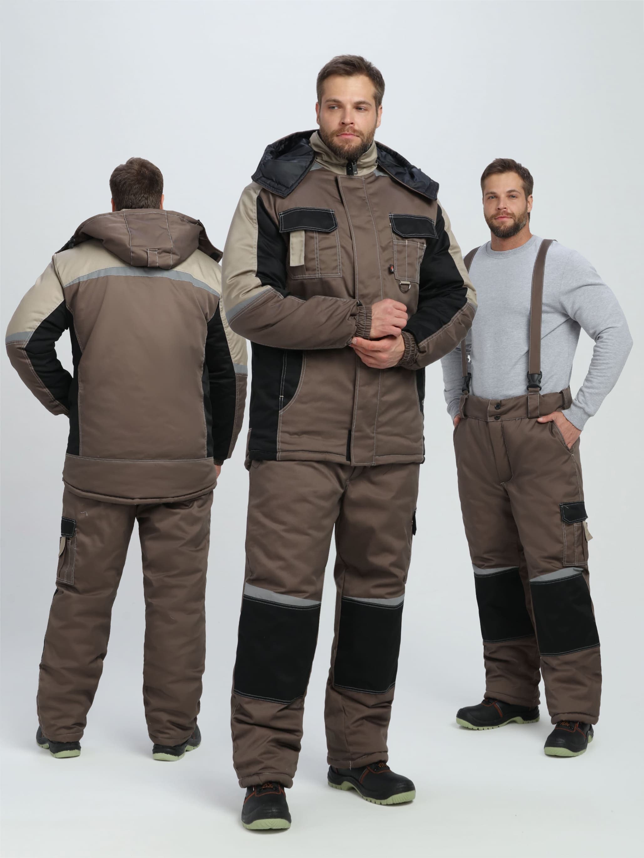 Костюм зимний Вектрон-1 (тк.Смесовая,240) брюки, коричневый/черный/бежевый