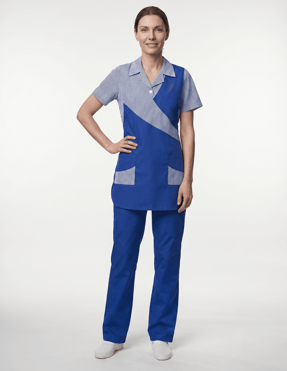 Костюм женский Натали (тк.Смесовая,120), васильковый/полоска