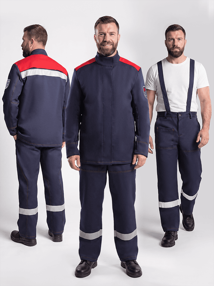 Костюм сварщика летний усиленный 3кл.защиты (тк.Хлопок, 450), т.синий (17-1713М)