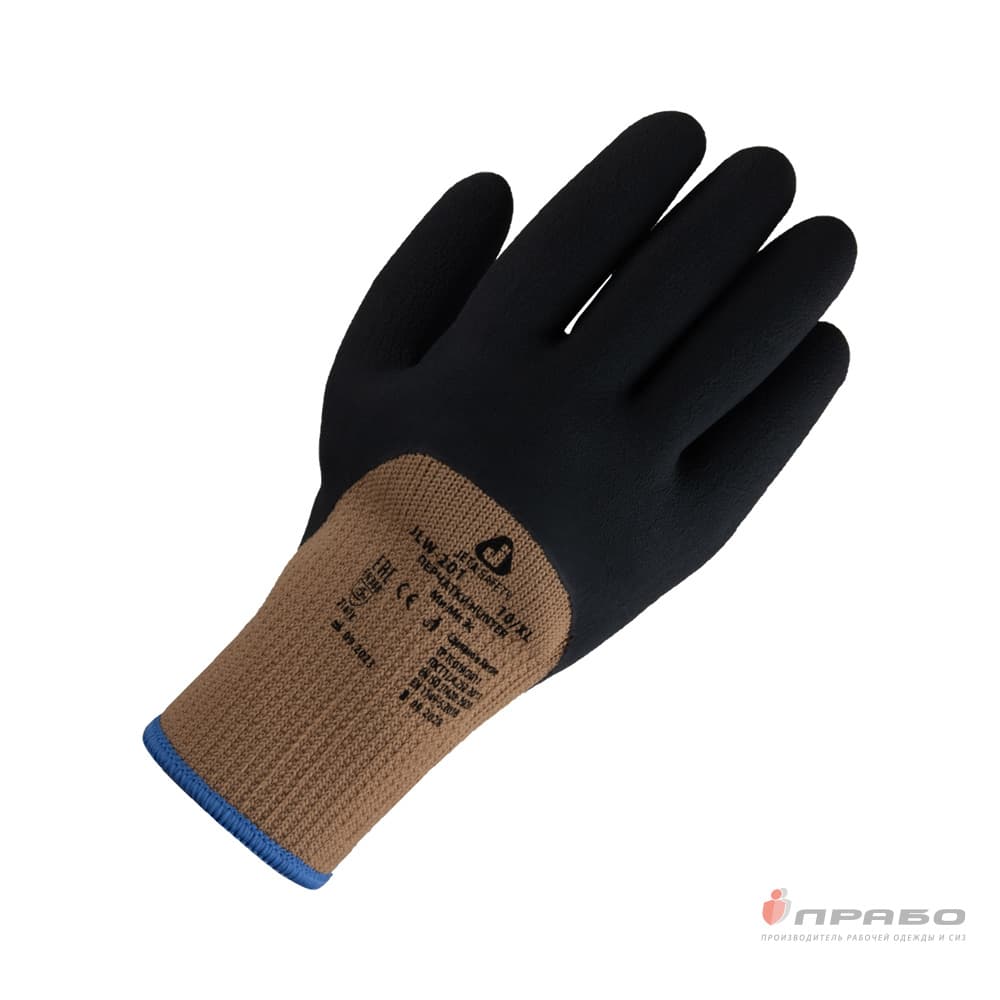 Перчатки полиэфирные утепленные с 3/4 губчатым латексным покрытием Jeta Safety JLW-201,