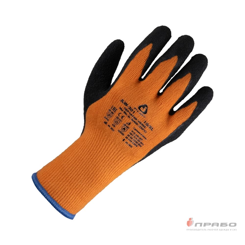 Перчатки акриловые утепленные с 1/2 рельефным латексным покрытием Jeta Safety JLW-301,