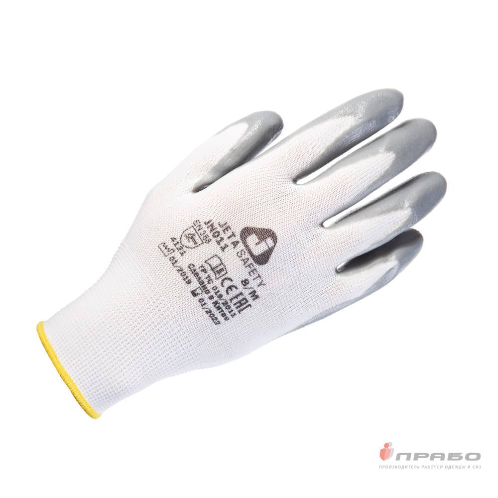 Перчатки из полиэстера с 1/2 нитриловым покрытием Jeta Safety JN011,