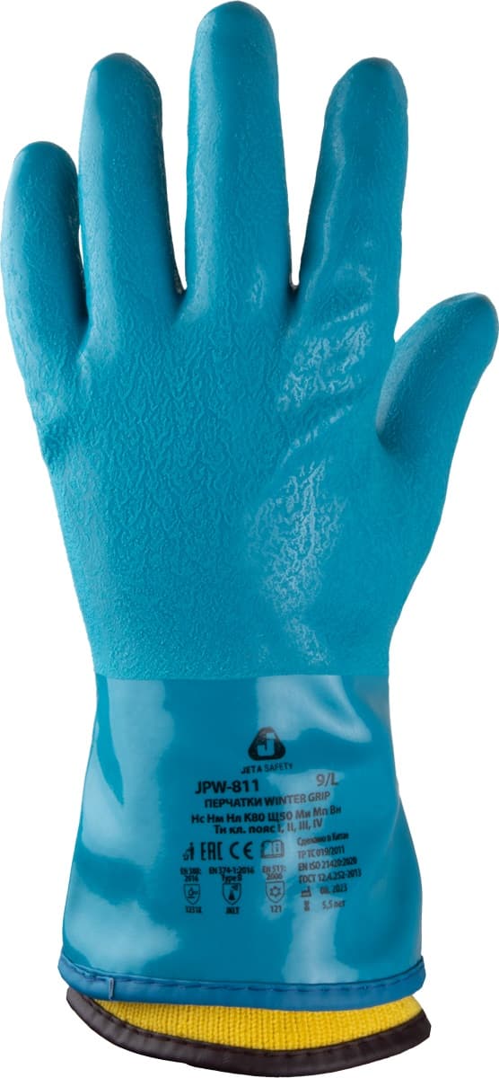 Перчатки трикотажные утепленные с покрытием из смеси ПВХ и нитрила JPW-811 WINTER GRIP Jeta Safety