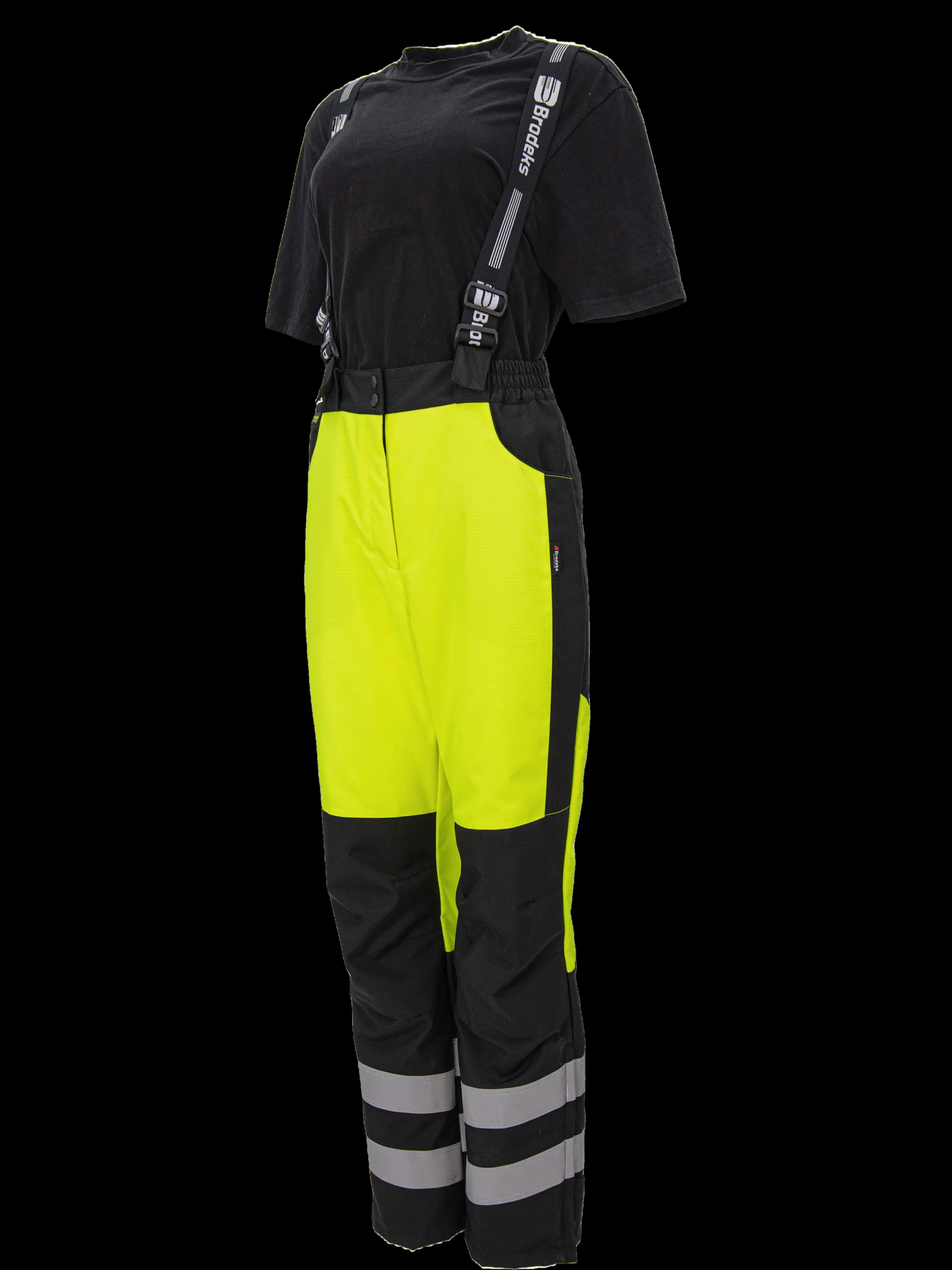 Зимние женские сигнальные брюки Brodeks KW330, желтый/черный (2XL)